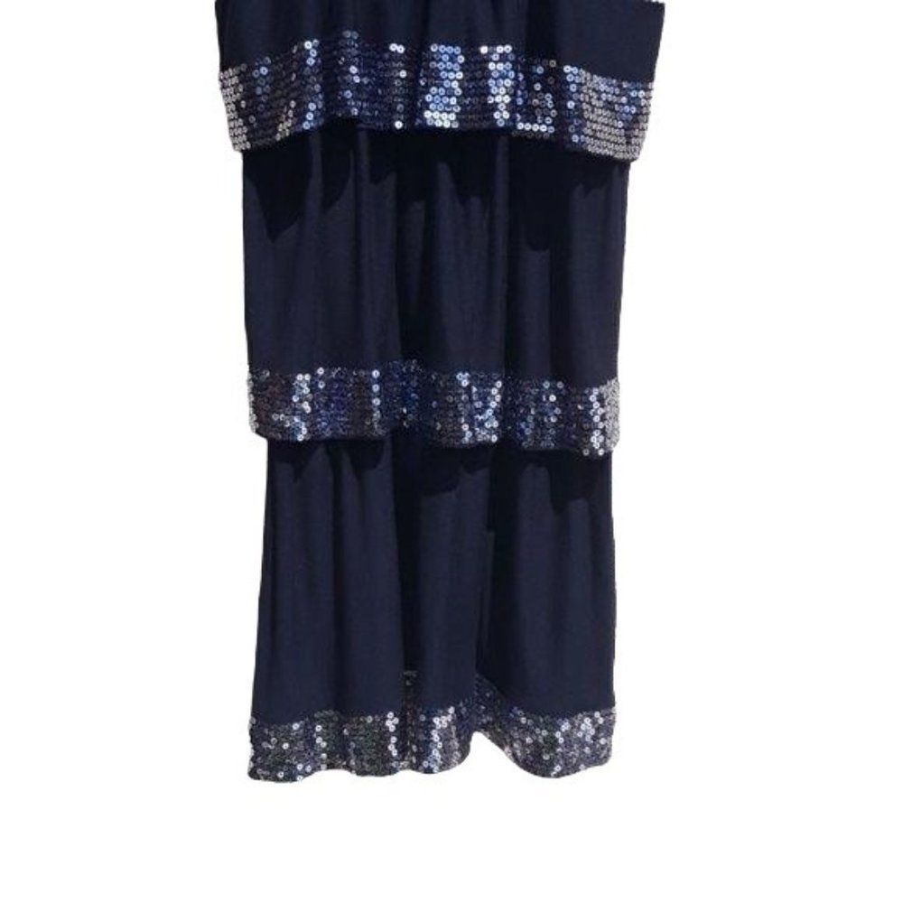 32 Flavors Dress Flapper Sequined Striped Tiered‎ Sleeveless Mini Black Sz XS - Picture 6 of 8